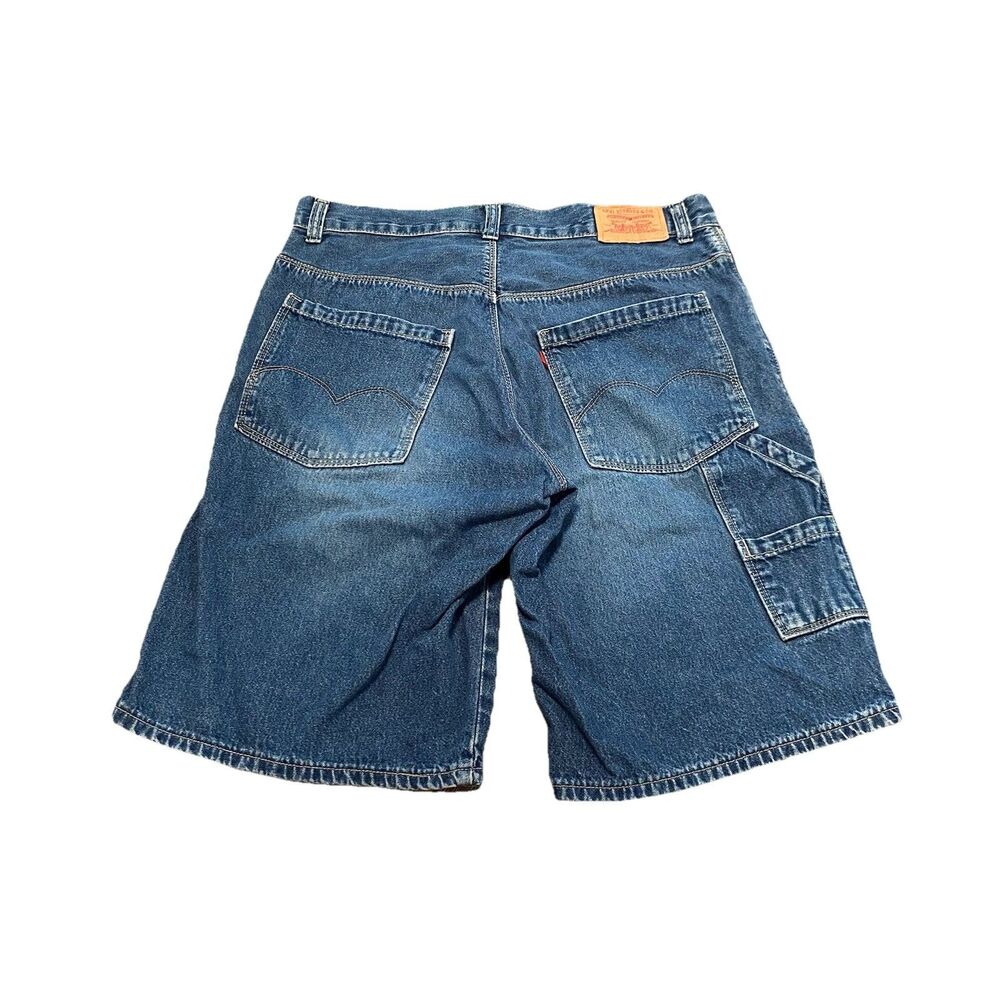 Vintage Levi’s Carpenter Shorts Jorts Denim Blue Jean Cargo 34 18 Husky Y2K